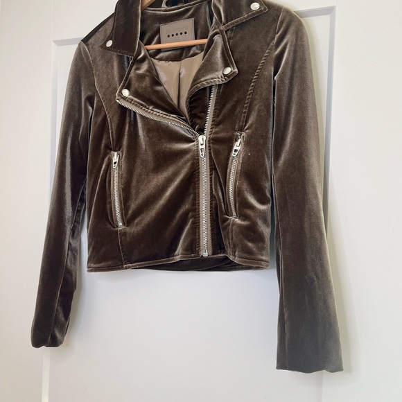 Blank NYC Jackets & Blazers - Velvet Moto Jacket in Brown BLANKNYC